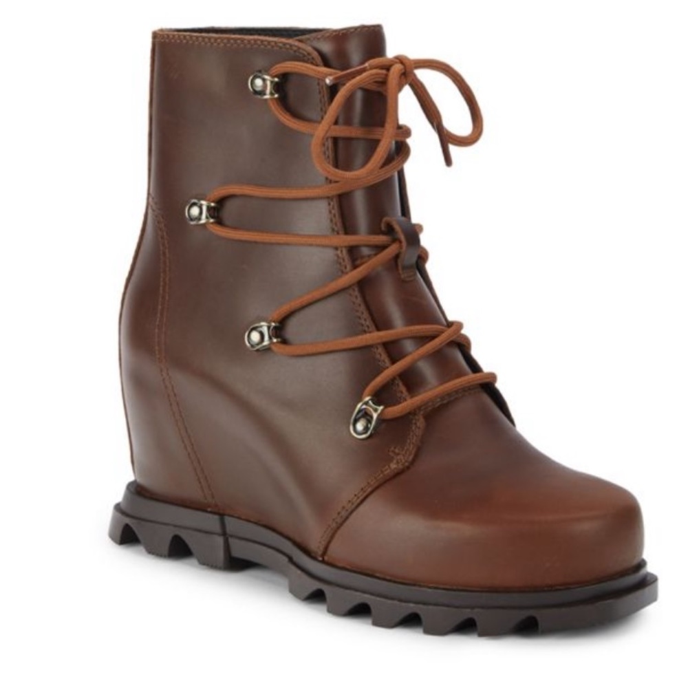 SOREL Joan Of Arctic Waterproof Wedge III Booties, HAZELNUT SIZE 8 US
